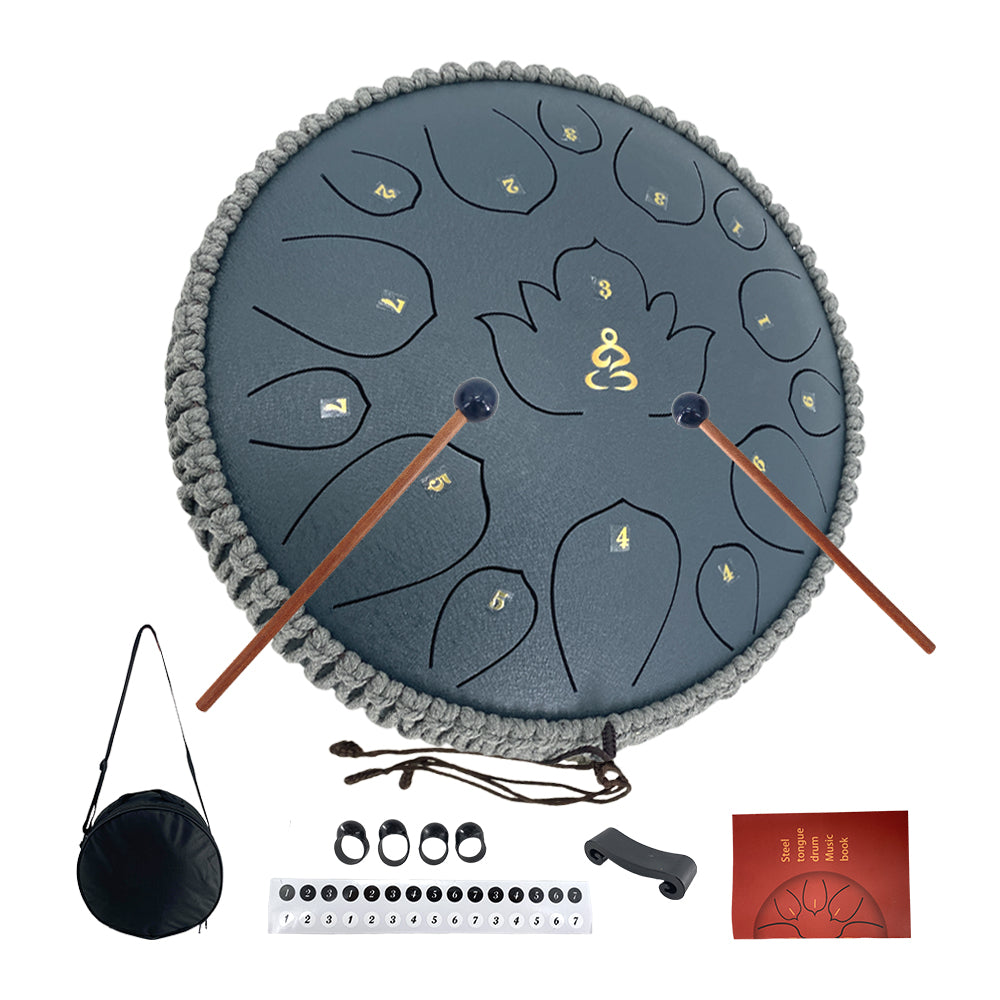 Rain Drum for Outside Garden,13 Inches 15 Notes Steel Tongue Drum with Mallets & Carry Bag Musical Instrument for Adults D Major