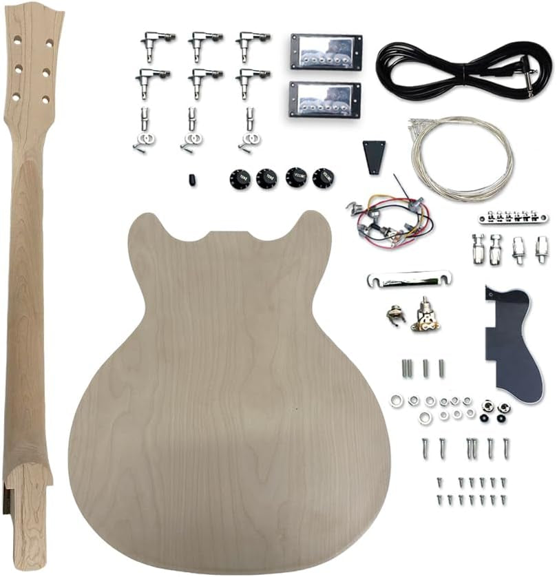 DIY Guitar Kit with Mahogany Body Mahogany Neck with Rosewood Fretboard 6 String DIY Electric Guitar Kit with All Components to Build Your Own Guitar