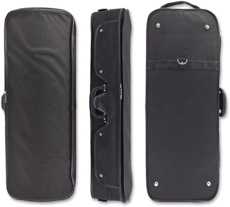 Oblong Wooden Double Full Size Violin Case Viola Case for 15-16.5Inch with Adjustable Backstrap Four Bow Holders Thinck Padding