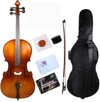 5String Cello 4/4 Solid Maple Spruce Wood Ebony Fittings Hand Made with Cello Bag Bow
