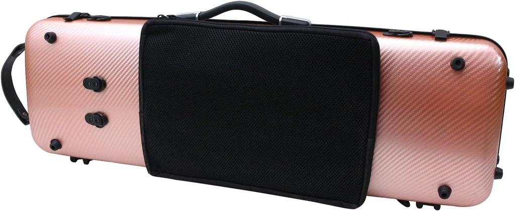 Violin Case 4/4 Full Size Carbon Fiber Oblong 4/4 Violin Case with Music Sheet Bag Adjustable Backstrap Hygrometer Lightweight & Portable