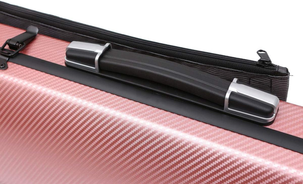Violin Case 4/4 Full Size Carbon Fiber Oblong 4/4 Violin Case with Music Sheet Bag Adjustable Backstrap Hygrometer Lightweight & Portable