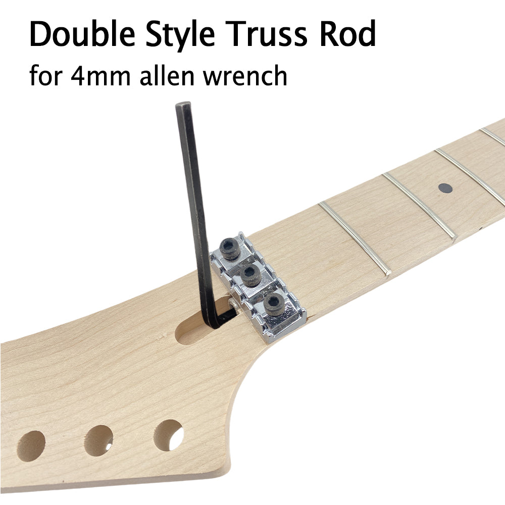 Maple Guitar Neck 24Fret 25.5Inch Locking Nut Dot Inlay Bolt on DIY Guitar Necks Replacement