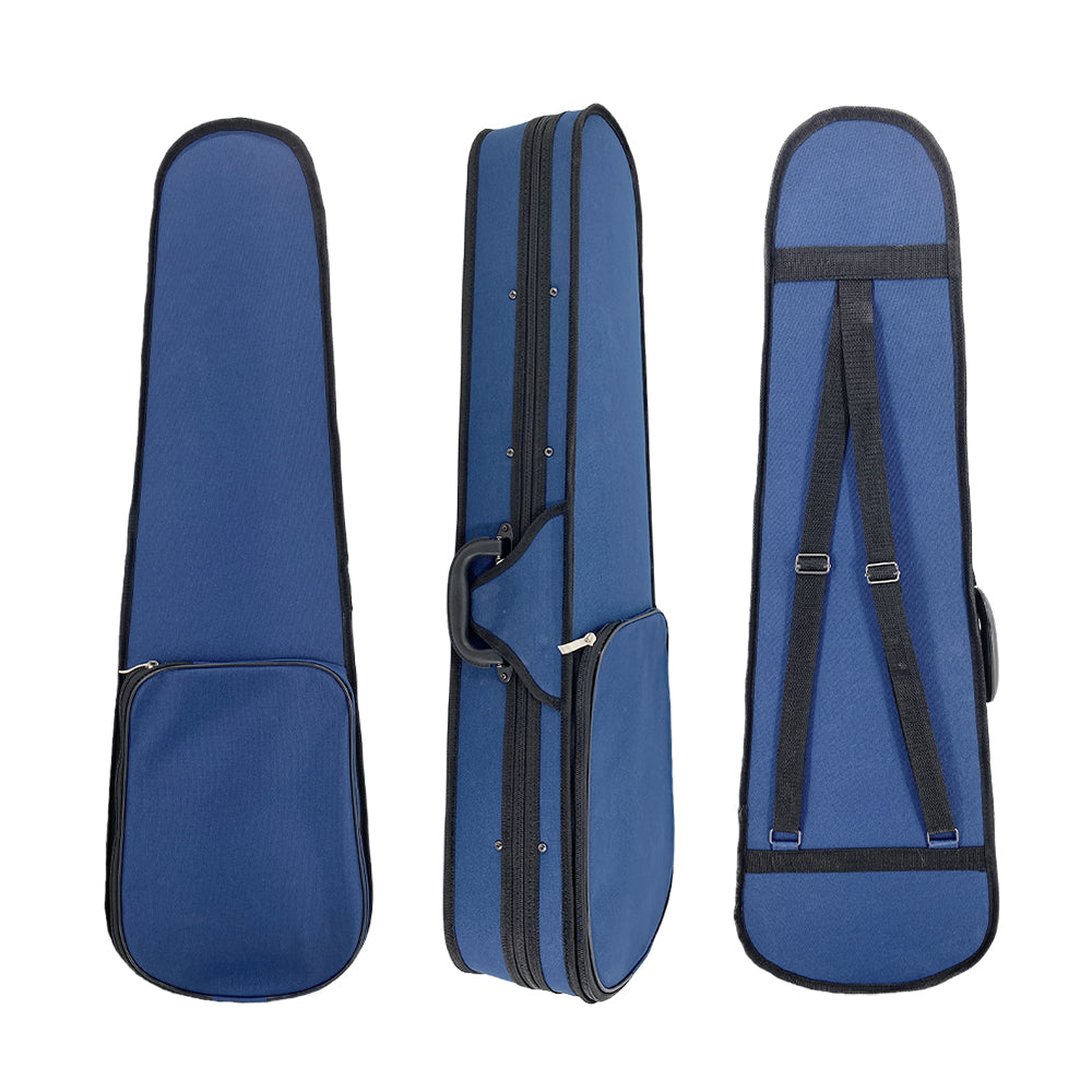 Yinfente 4/4 Full Size Violin Case  Blue Nylon Waterproof Lightweight Portable Travel Carrying Bag with Plush Lining Dual Shoulder Straps Triangular Shape