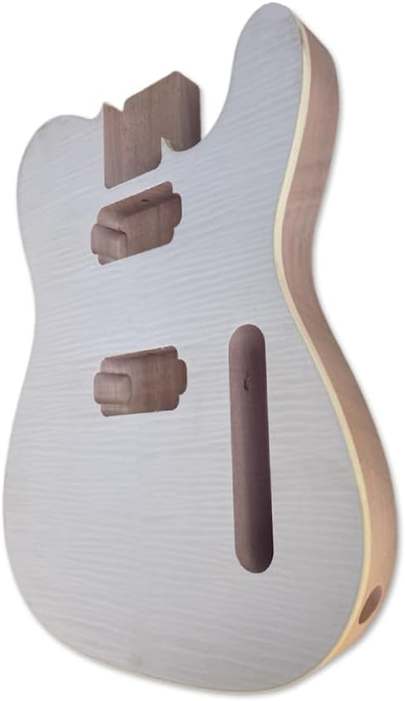 Unfinished Guitar Body Tl-Style- Solid Mahogany with Flame Maple Veneer, H-H Pickup Routing, Repair/Replacement for Guitar Building Project