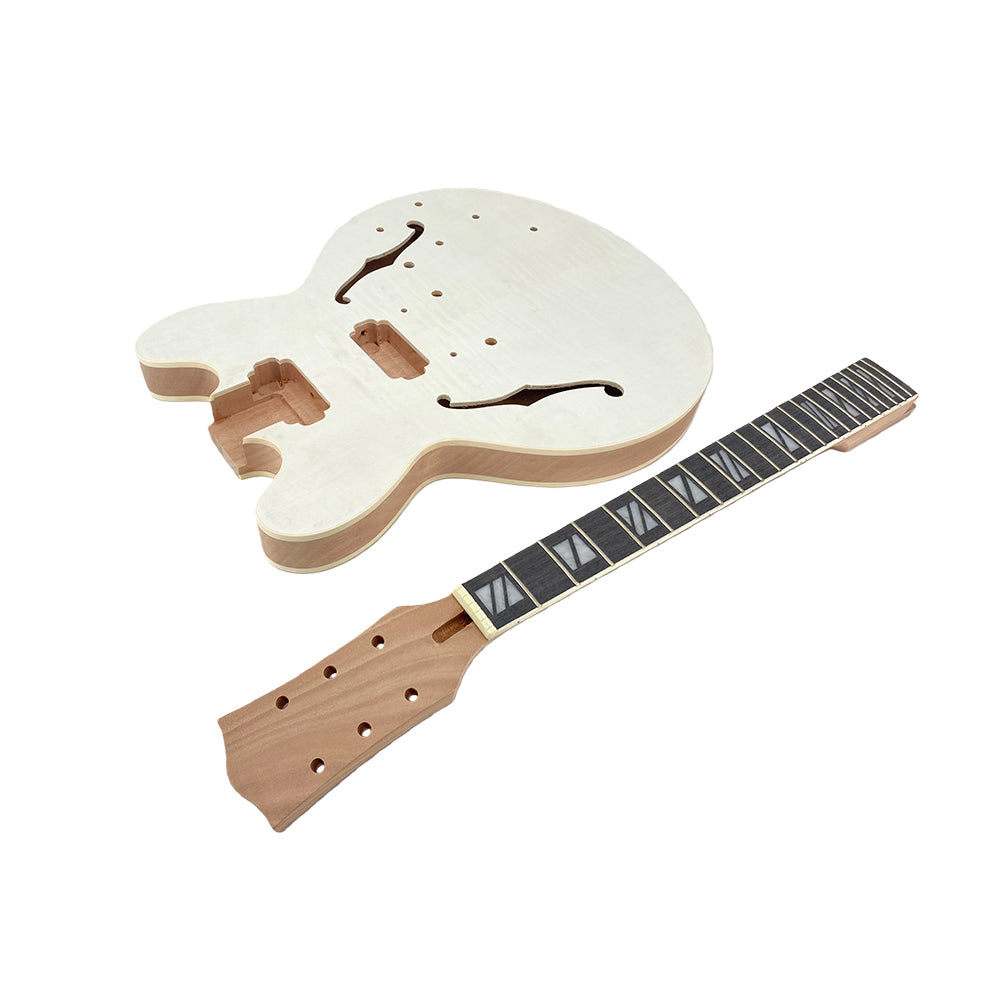 Unfinished Electric Guitar Neck 22 Fret 24.75inch Guitar Body Split Block Inlay
