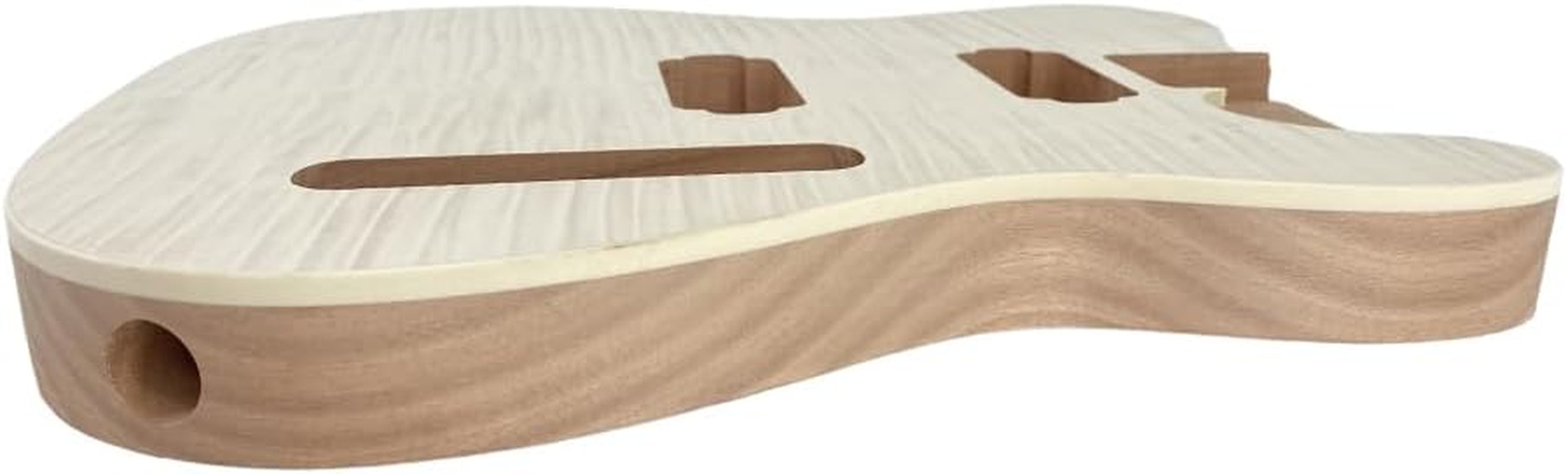 Electric Guitar Body Replacement Mahogany Maple Wood Guitar Body for Tele Guitar Unfinished 25.5 Inch Scale Flame Maple Veneer HH Pickups