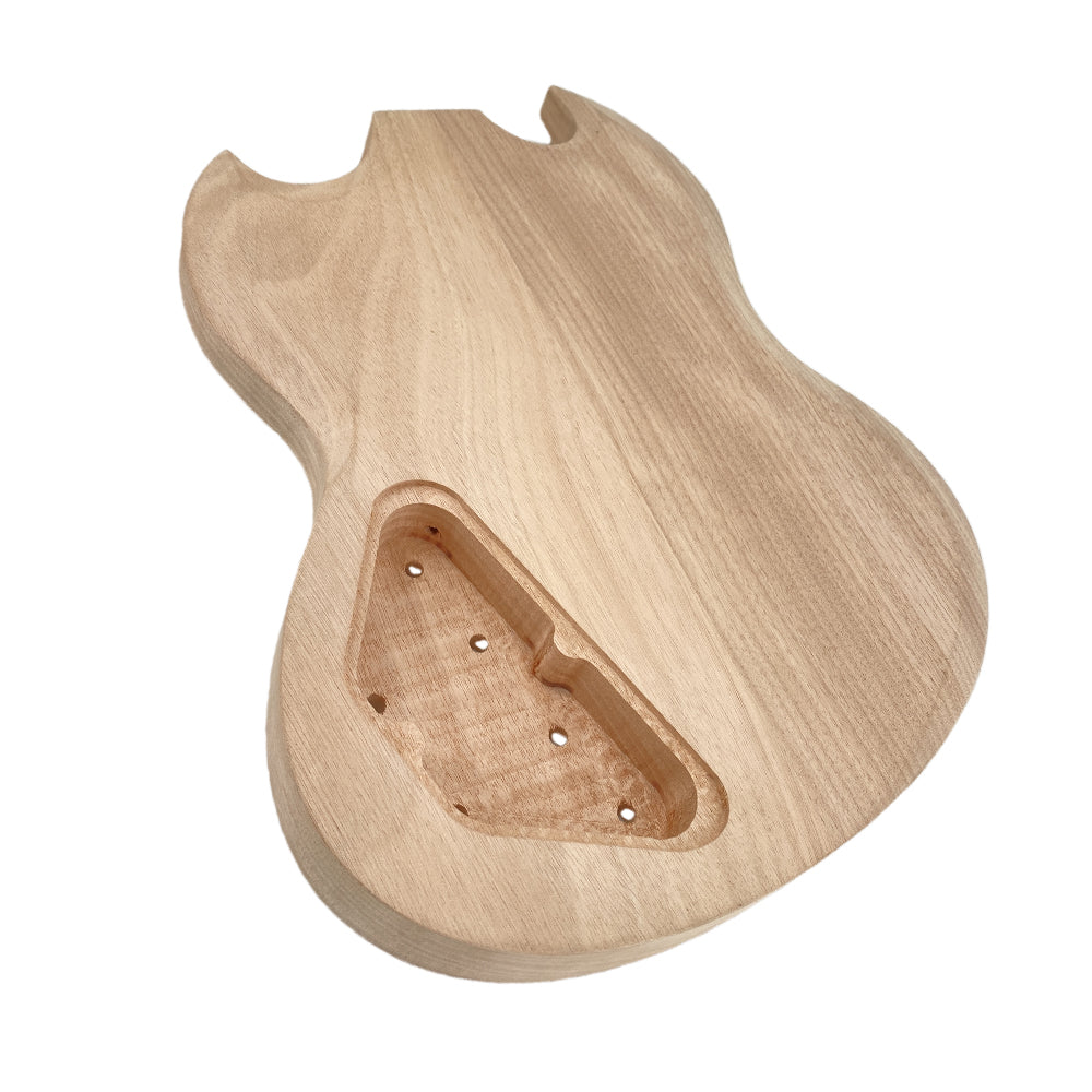 Unfinished Mahogany Electric Guitar Body, Solid Wood DIY Guitar Replacement with HHH Pickup Set in Heel Handcrafted (HHH)