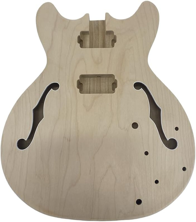 Basswood Electric Guitar Body+ Maple Top with Binding, HH Pickup, 335 Style Unfinished Guitar Part Handcrafted Diy (Arch Body)