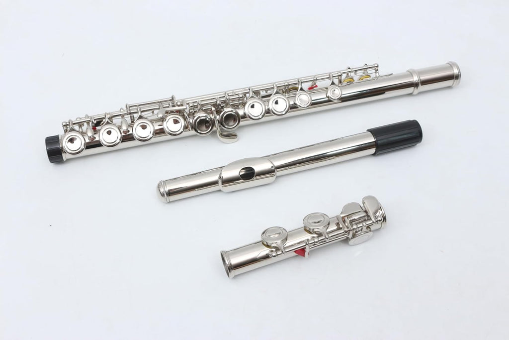 16 Hole C Flute with Gloves, Cleaning Rod, Case, Tuning Key and Extra Reeds - Nickel Silver Body, Closed Hole, for Student and Beginner