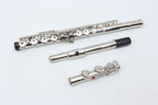 16 Hole C Flute with Gloves, Cleaning Rod, Case, Tuning Key and Extra Reeds - Nickel Silver Body, Closed Hole, for Student and Beginner