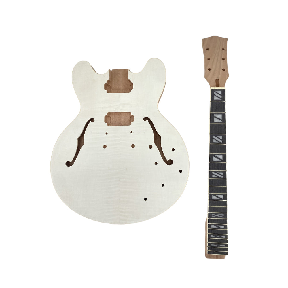 Unfinished Electric Guitar Neck 22 Fret 24.75inch Guitar Body Split Block Inlay