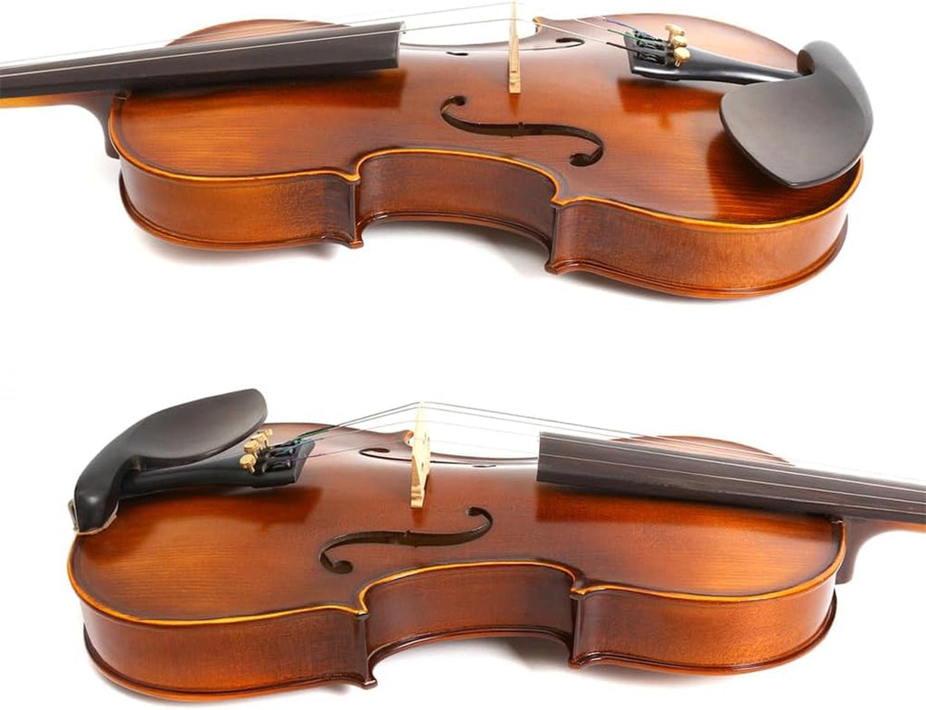 1/8 Acoustic Violin Kit Full Size Fiddle Maple Spruce Top Ebony Fittings for Beginner,Student,Adult with Hard Case,Bow,Extra Strings,Shoulder Rest Handcrafted