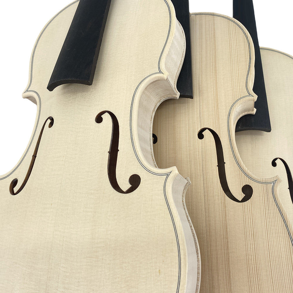 Handcrafted Unvarnished Violin - 4/4 Size, Two-Piece Flamed Back & Spruce Top, Air-Dried Wood, Made by Master Luthier, White Violin for Setup (Wide Grain)