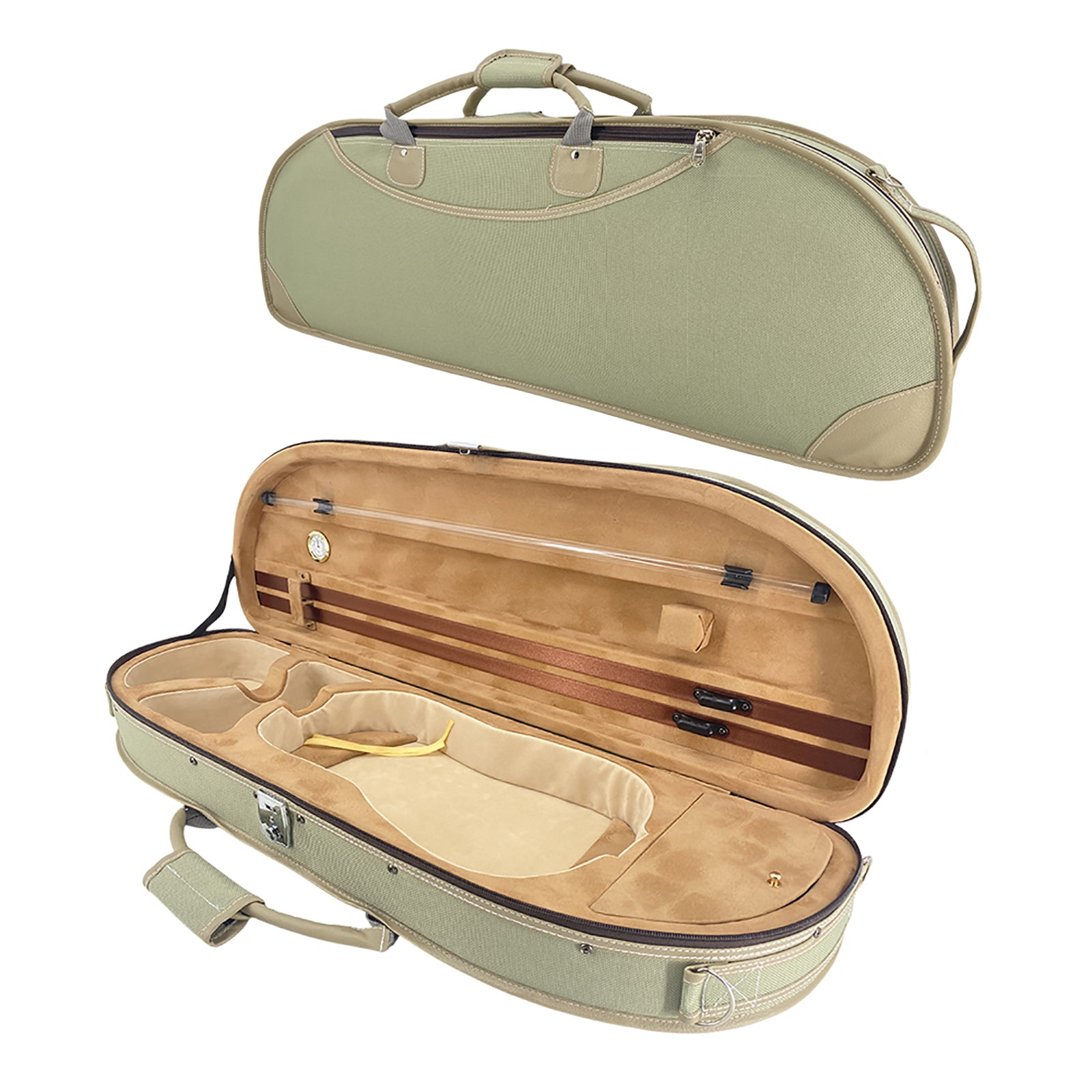 Violin Case 4/4 Full Size Nylon Oxford Lightweight Box Adjustable Shoulder Straps Travel Violin Case Bag (Pea Green)
