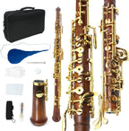 Professional Oboe Gold Plated Rosewood C Key Left F Resonance Semi-Automatic Woodwind Instrument with Oboe Accessories