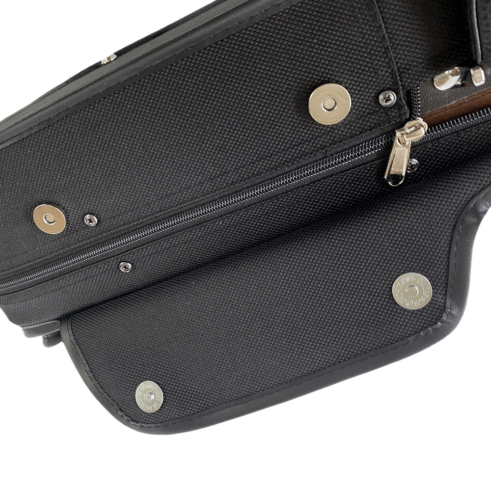 Double Violin Case 4/4 Full Size Wooden Oblong Double Viola Box Adjustable Backstrap, Four Bow Holders (Black)