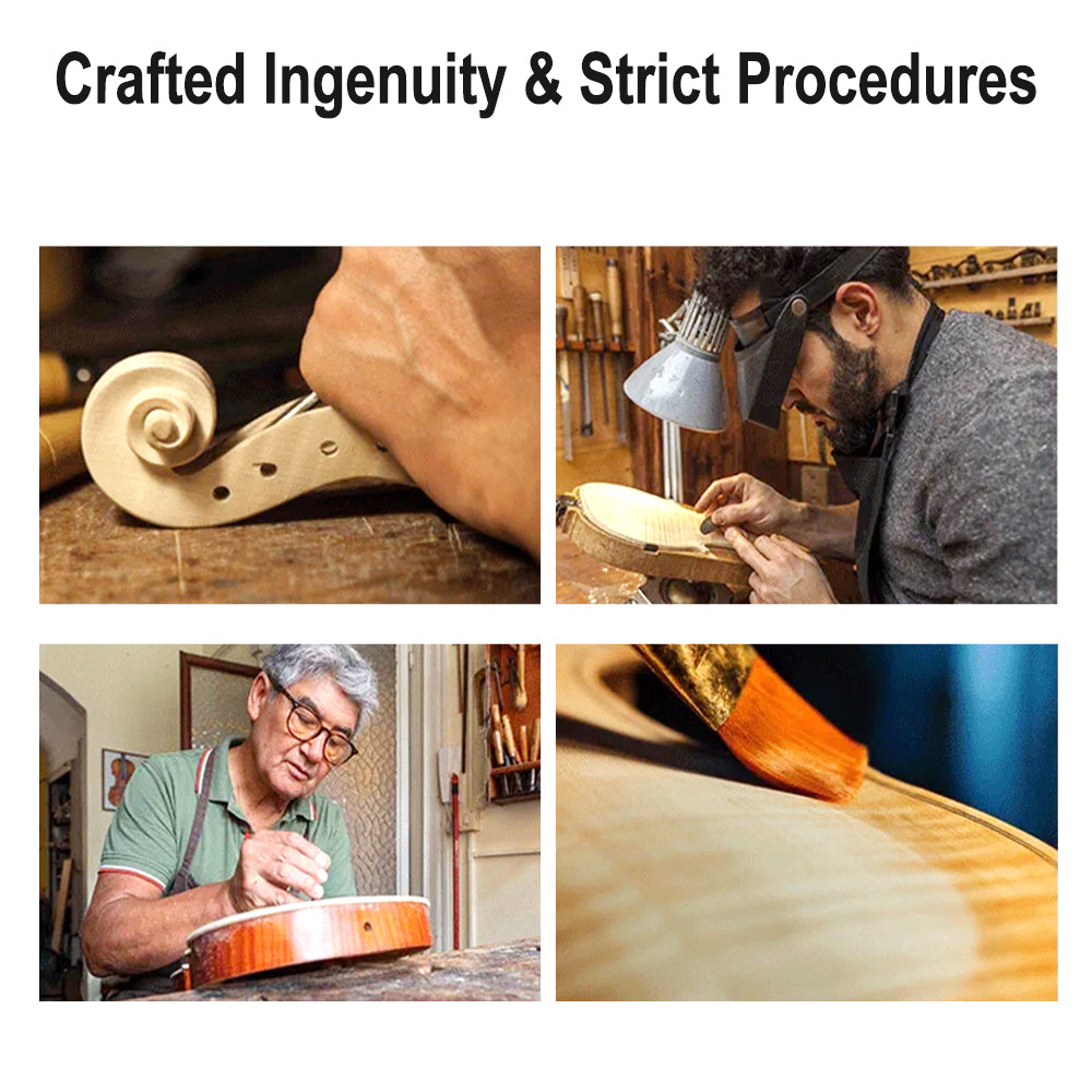 5 String Acoustic Violin 4/4 Kit Maple Back Spruce Top Ebony Fittings Fine Tuner Handmade Violin with Case,Bow (5 String,Brown)