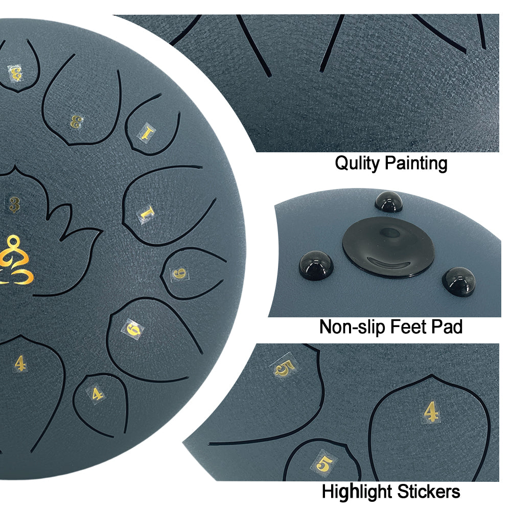 Rain Drum for Outside Garden,13 Inches 15 Notes Steel Tongue Drum with Mallets & Carry Bag Musical Instrument for Adults D Major