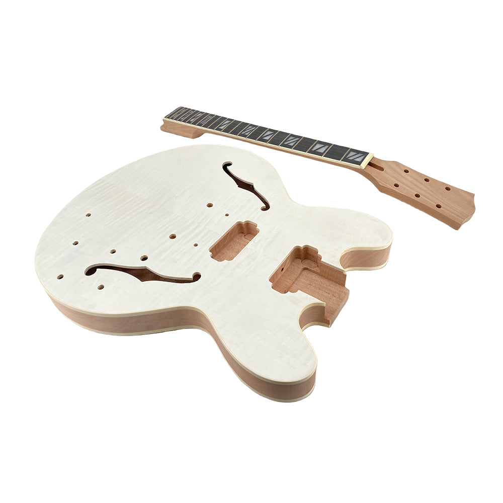 Unfinished Electric Guitar Neck 22 Fret 24.75inch Guitar Body Split Block Inlay