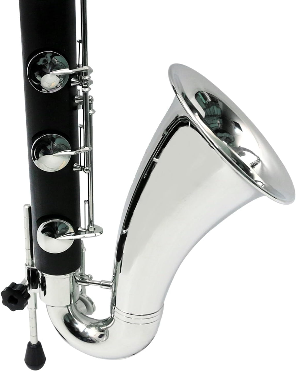 Professional Bass Clarinet Low C Silver Nickel Plated Keys with Case Rich Sound Musical Instrument Student Clarinet (Low C)