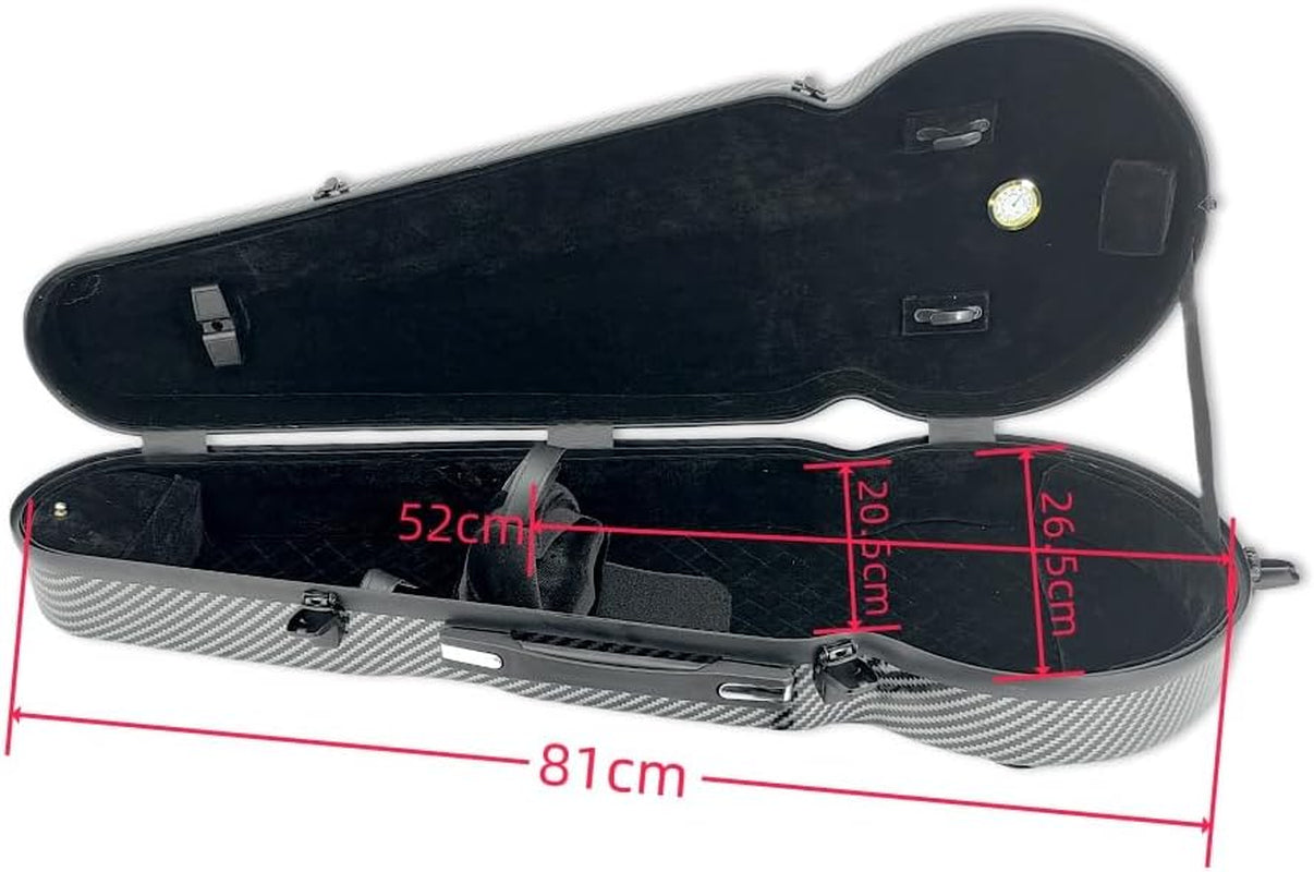 Carbon Fiber Viola Case for 15Inch to 16.5Inch with Adjustable Backstrap &Handle&Buckle Soft Interior and Hard Case for Beginner and Musicians