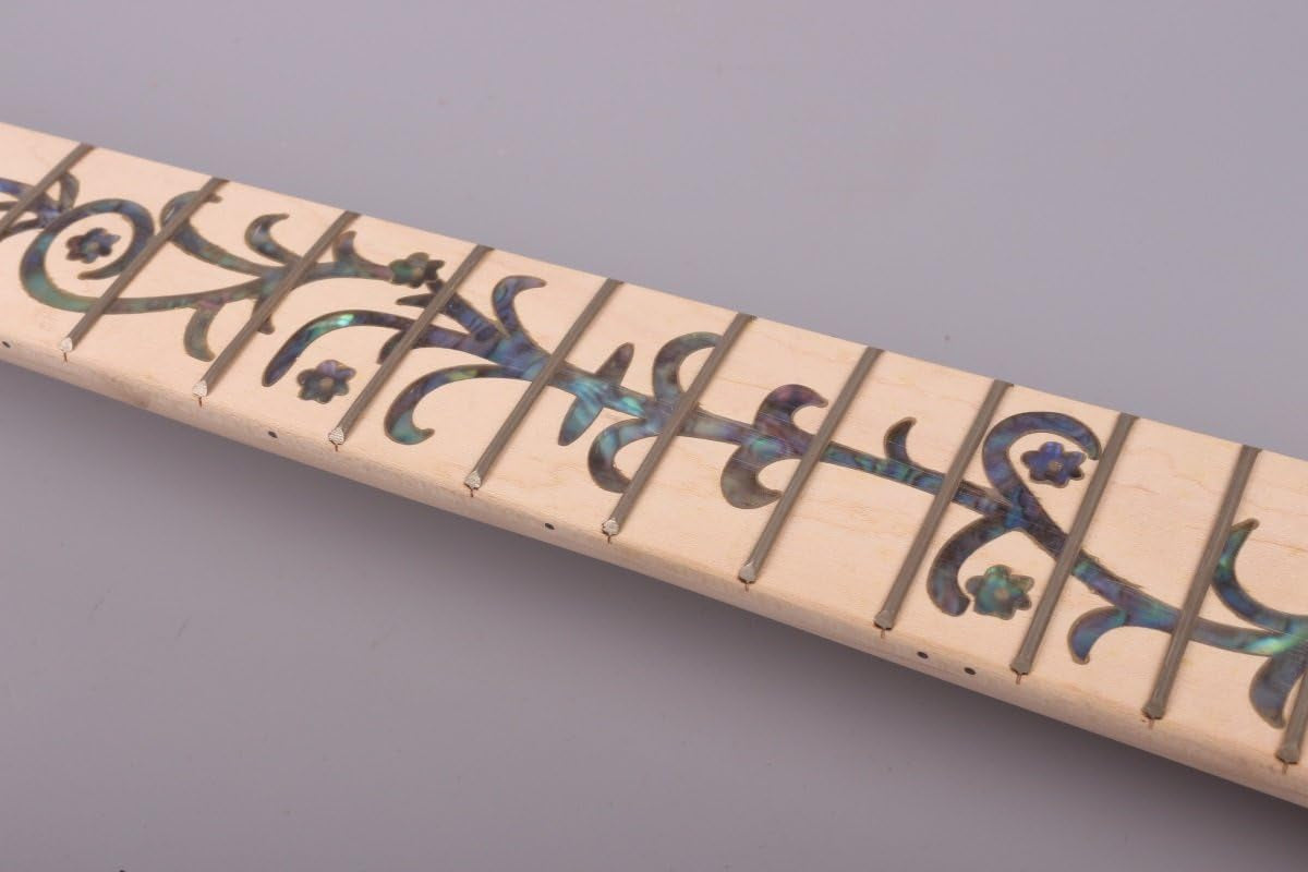 Electric Guitar Neck 24 Fret 25.5 Inch Maple Wood Tree of Vine Inlay Guitar Replacement Paddle Head DIY Guitar Necks Floyd Rose Locking Nut Style