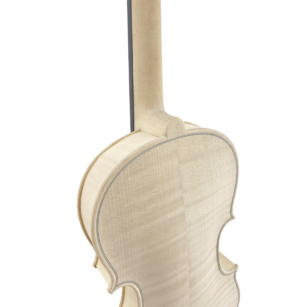 Handcrafted Unvarnished Violin - 4/4 Size, Two-Piece Flamed Back & Spruce Top, Air-Dried Wood, Made by Master Luthier, White Violin for Setup (Wide Grain)