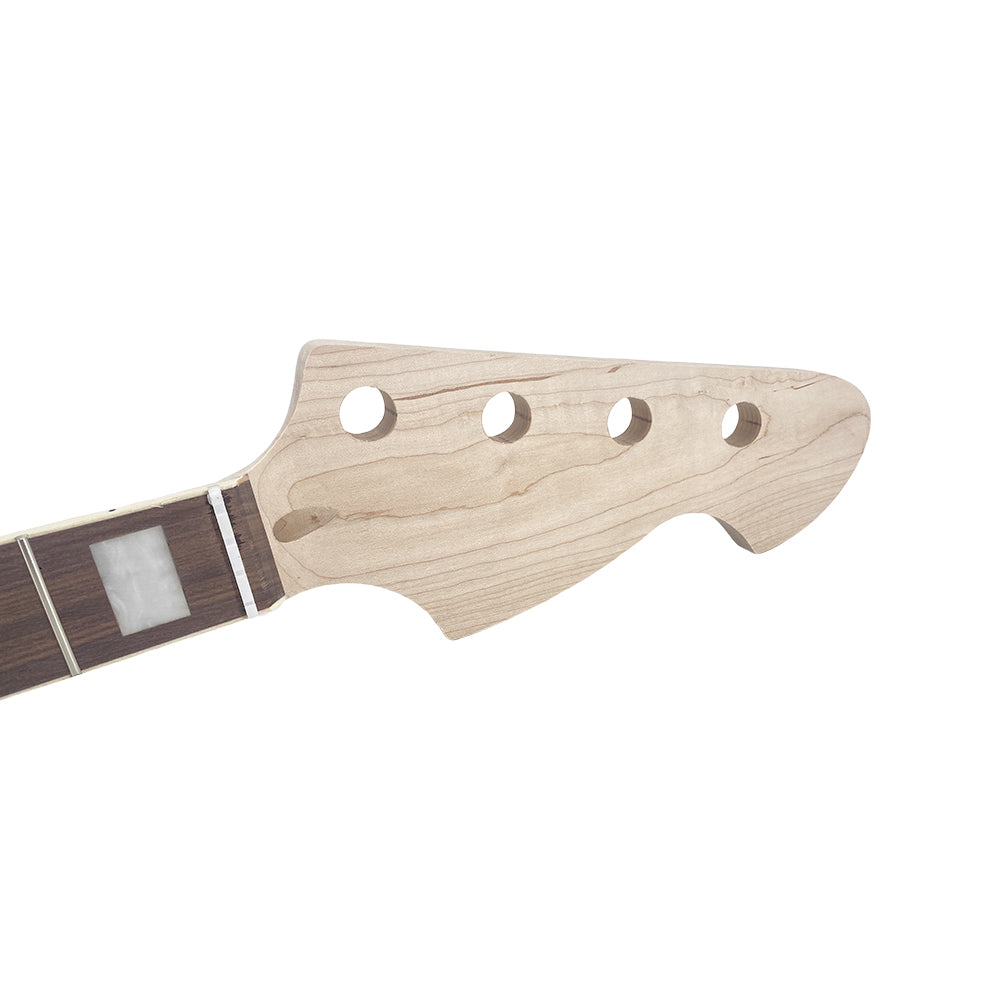 Yinfente Bass Guitar Neck 20Fret 34Inch Maple Rosewood Fretboard Block Inlay DIY Guitar Block Inlay (Rosewood Fretboard)