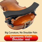 Violin Shoulder Rest 4/4 1/2 1/4 Size Aluminum Alloy Rubber Feet Comfortable Foam Soft Pad Height Adjustable Violin Parts (Black)