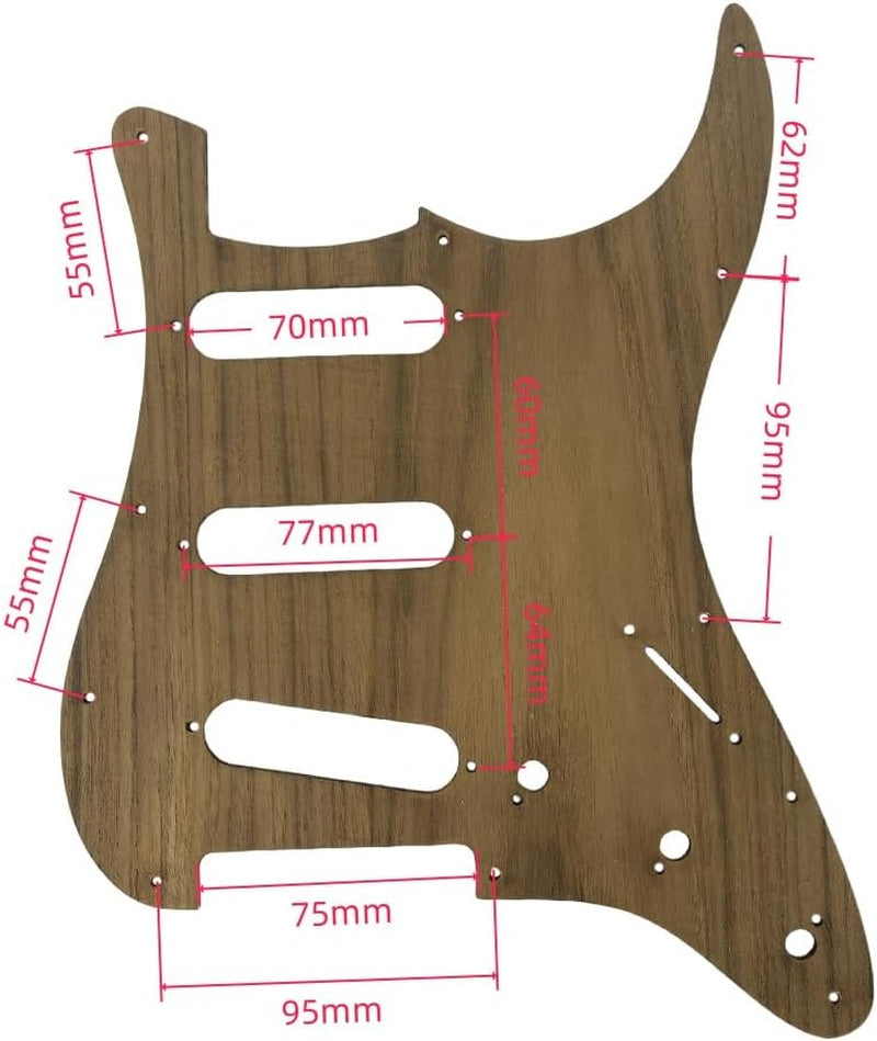 11 Hole 3 Ply Teakwood Electric Guitar Pickguard Solid Wood Strat Electric Guitar Scratch Plate SSS Style Guitar Accessories