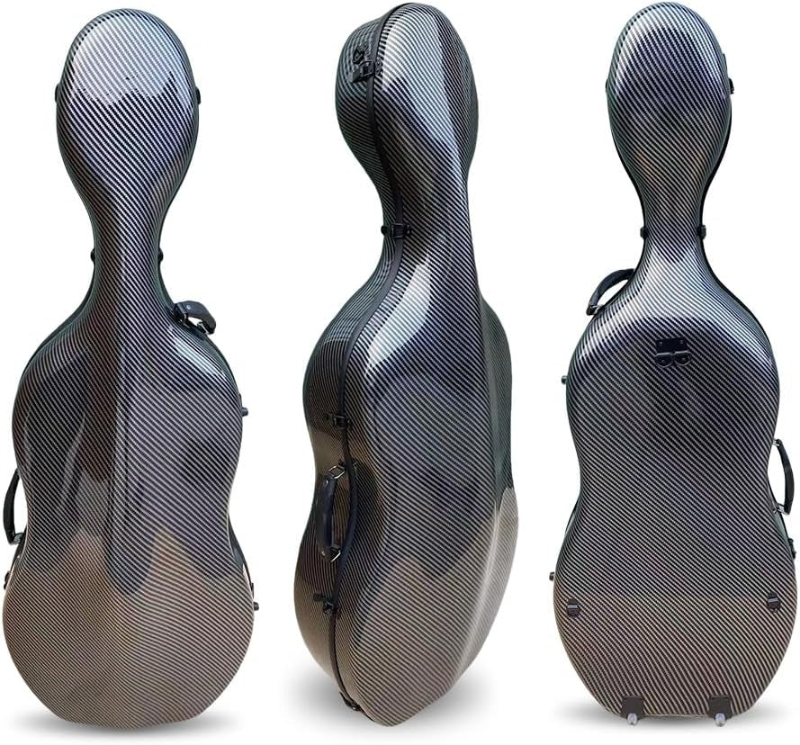 Cello Case 4/4 Carbon Fiber Box Full Size Shell Strong Light 3.7 Kg Cello Accessories (Black-L)