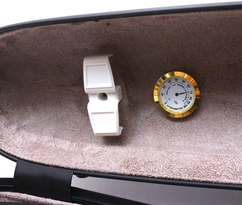 Carbon Fiber Violin Case 4/4 Full Size Hard Shell Triangle Violin Box Backstrap External Storage Bag,Hygrometer,Two Bow Holders (Purple)