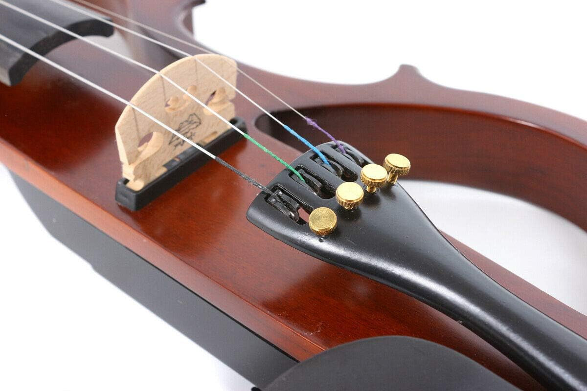 4/4 Electric Violin Silent Solid Wood Powerful Sound Support Headphone AMP Free Violin Case Bow Full Size Red