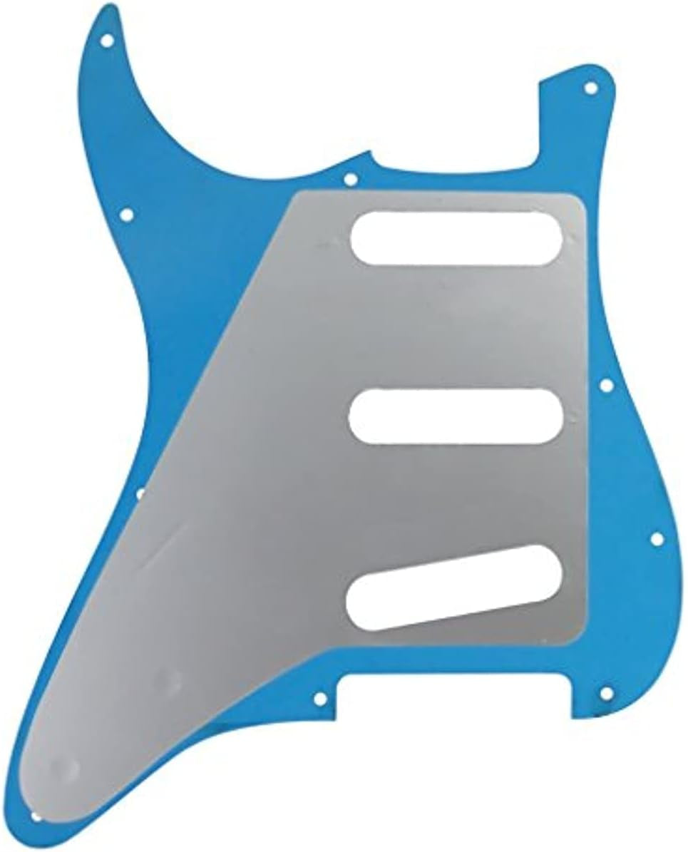 11 Hole Strat Pickguard SSS 3 Single Coil Pickups Scratch Plate with Pickguard Screws, Silver Mirror Style (Silver Mirror)