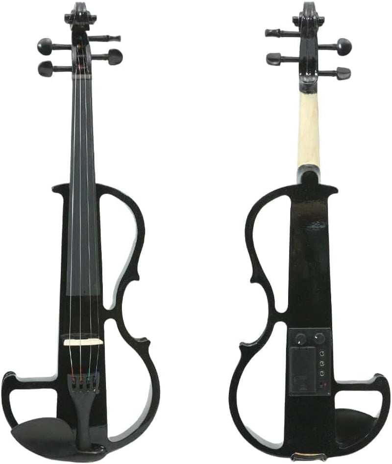 Electric Violin 4/4 Full Size Silent 4 String Student Beginner Violin Ebony Fittings with Case Bow Shoulder Rest Rosin Cable Headphone