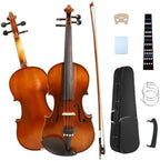 1/8 Acoustic Violin Kit Full Size Fiddle Maple Spruce Top Ebony Fittings for Beginner,Student,Adult with Hard Case,Bow,Extra Strings,Shoulder Rest Handcrafted
