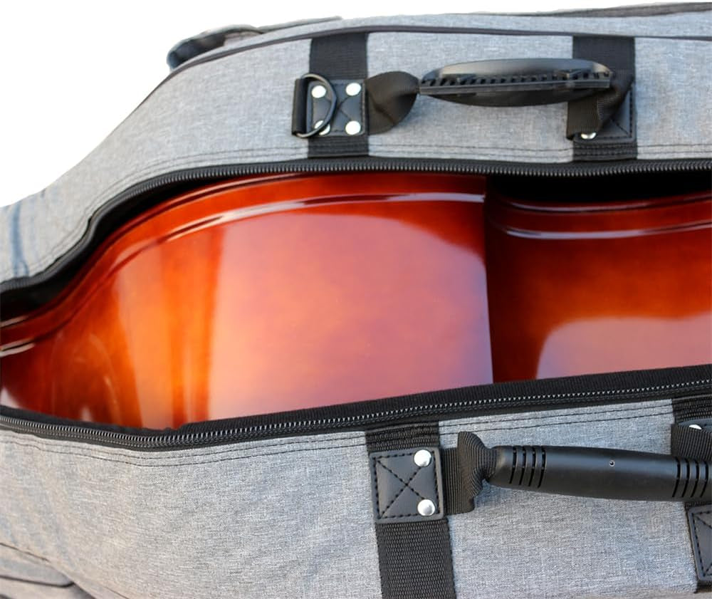 3/4 Upright Bass Gig Bag with Adjustable Backstrap&Handle&Wheel&More Storage Pockets Double Bass Bag for Musicians Durable and Portable Gray