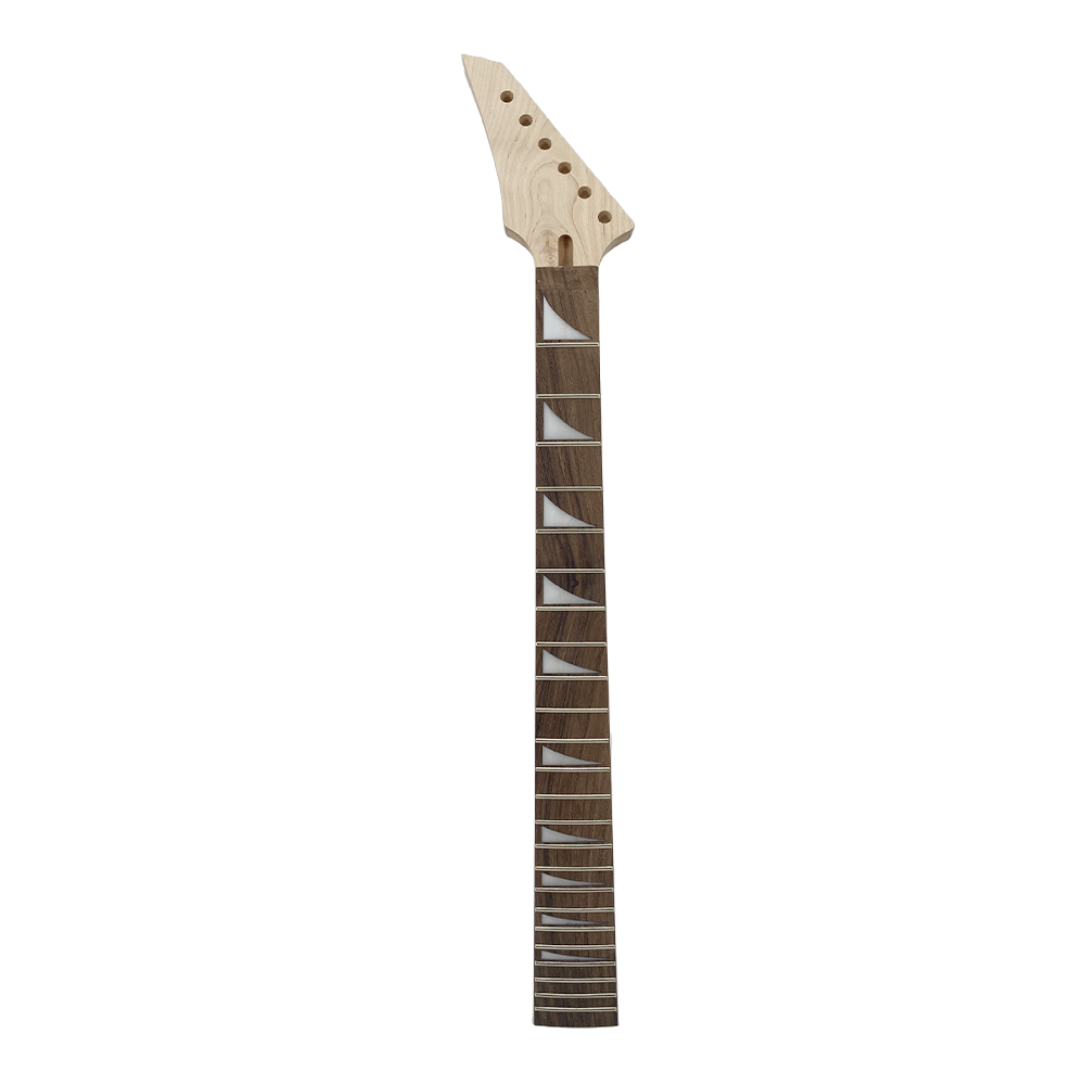 Yinfente Maple Guitar Neck 24Fret 25.5Inch Rosewood Fretboard Shark Fin Inlay Bolt One Heel Reversed Head
