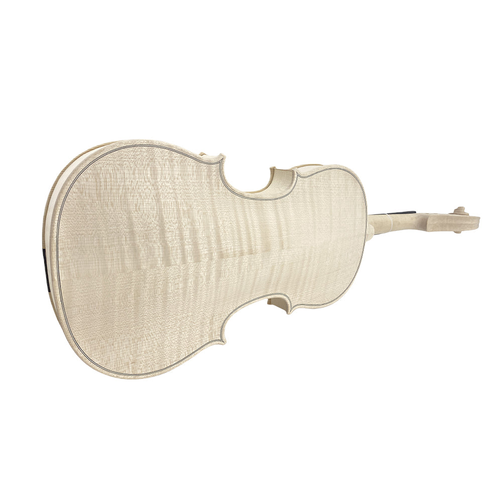 Handcrafted Unvarnished Violin - 4/4 Size, Two-Piece Flamed Back & Spruce Top, Air-Dried Wood, Made by Master Luthier, White Violin for Setup (Wide Grain)