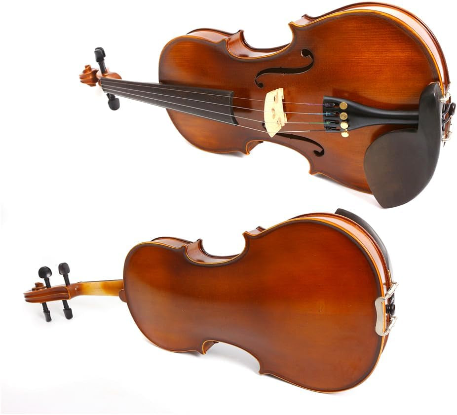 1/8 Acoustic Violin Kit Full Size Fiddle Maple Spruce Top Ebony Fittings for Beginner,Student,Adult with Hard Case,Bow,Extra Strings,Shoulder Rest Handcrafted