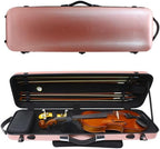 Violin Case 4/4 Full Size Carbon Fiber Oblong 4/4 Violin Case with Music Sheet Bag Adjustable Backstrap Hygrometer Lightweight & Portable