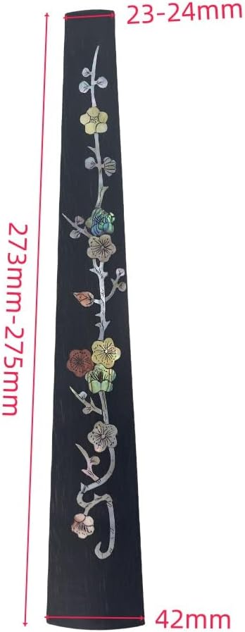 Yinfente Violin Fingerboard 4/4 Full Size Indonesia Ebony Violin Fretboard With Beautiful Pearl Flower Inlay Violin Parts