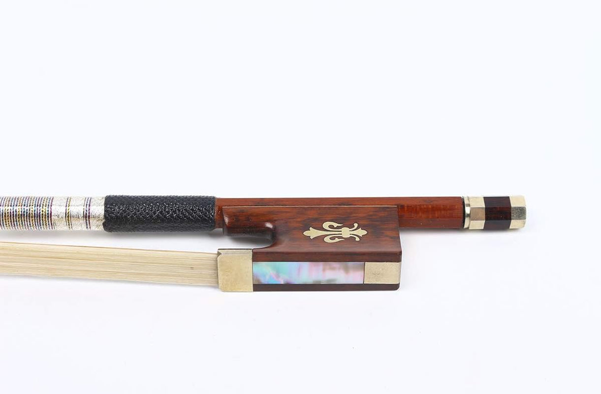4/4 Violin Bow Snakewood Violin Bows Frog Nice Inlay Full Size Well Balanced Natural Bow Hair Letterwood Violin Bows