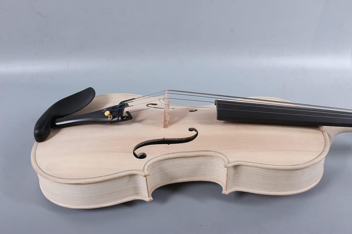 4/4 Violin Full Size White Violin Unfinished 5String Violin with Ebony Fittings Maple Spruce Wood Professional