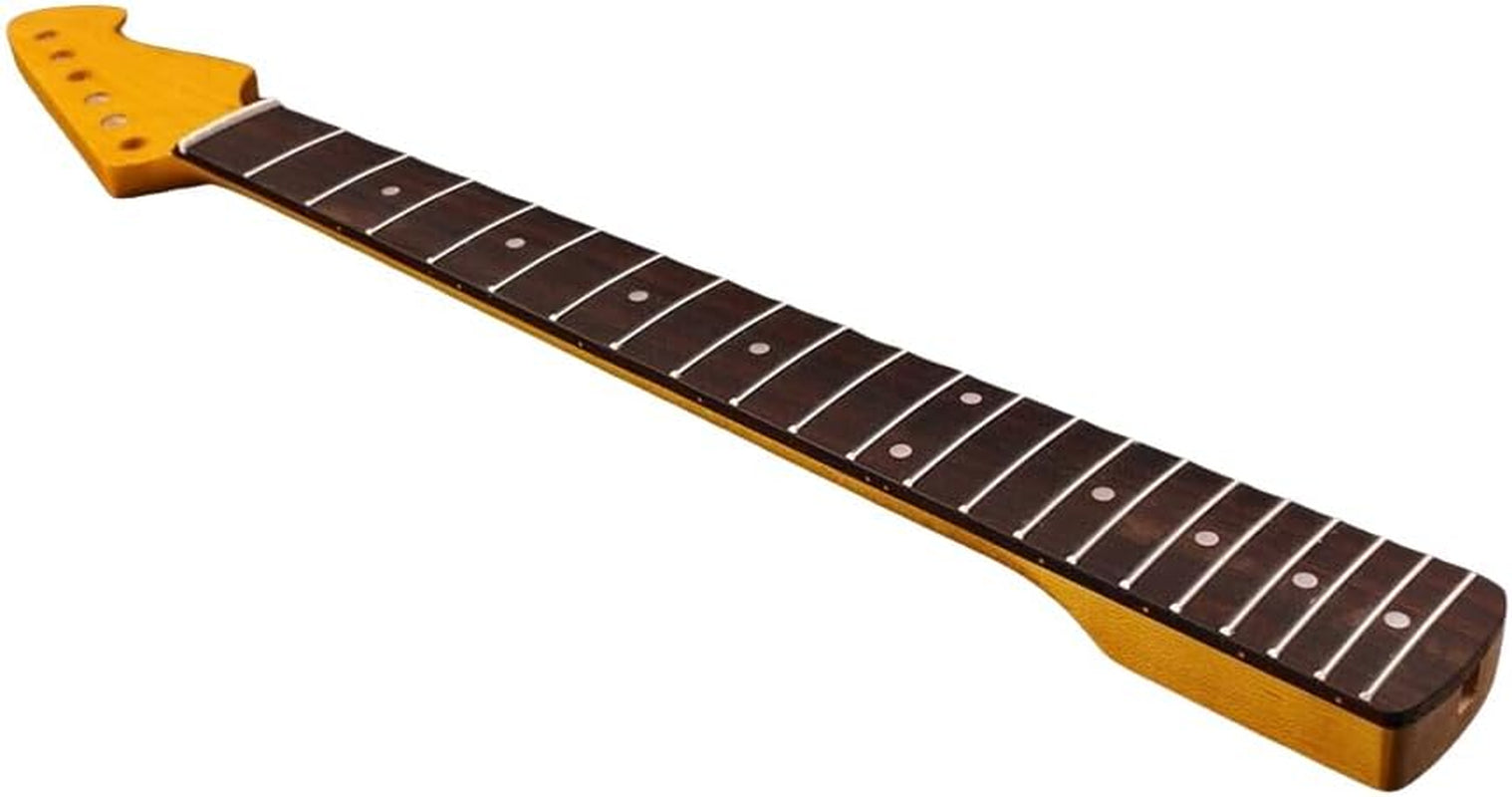 Yellow Paint Maple Electric Guitar Neck 21Fret 25.5Inch Rosewood Fretboard Dot Inlay Bolt on Guitar Neck Replacement