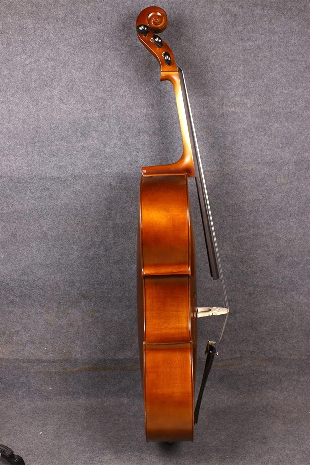 5String Cello 4/4 Solid Maple Spruce Wood Ebony Fittings Hand Made with Cello Bag Bow