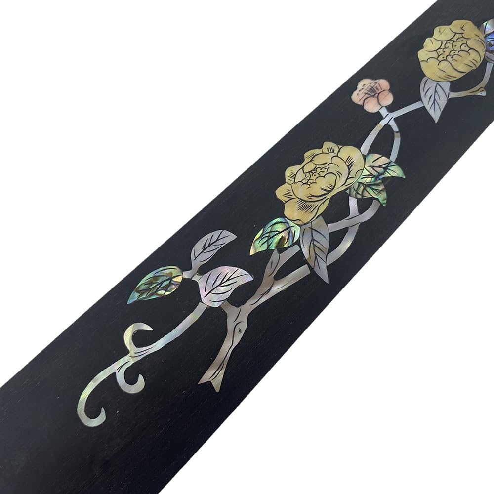 Yinfente Violin Fingerboard 4/4 Full Size Indonesia Ebony Violin Fretboard With Beautiful Pearl Flower Inlay Violin Parts