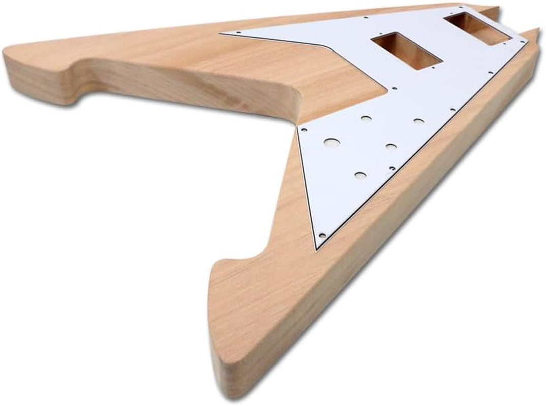 DIY Electric Guitar Kit Flying V Solid Wood Mahogany Guitar Body and 22 Fret 24.75 Inch Neck Build on Own All Components Included