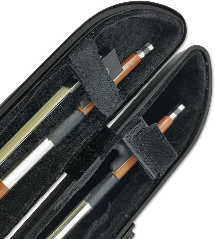 Violin Viola Cello Bow Case Carbon Fiber Strong Lightweight Bow Bag Hold 2Pcs Bow Adjustable Strap